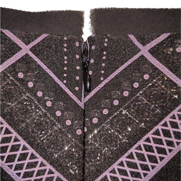 Vince Camuto Women's Black Purple Geometric Print Glitter Shift Dress 14 - Picture 11 of 16